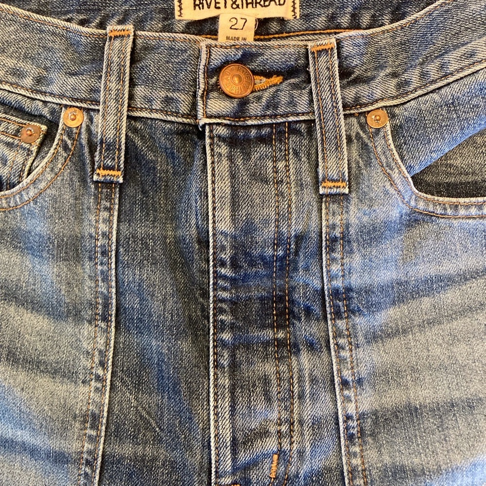 Madewell Rivet & Thread Patch Boy Jeans High-Rise Hippie 70s Womans Size 27 - Picture 7 of 16